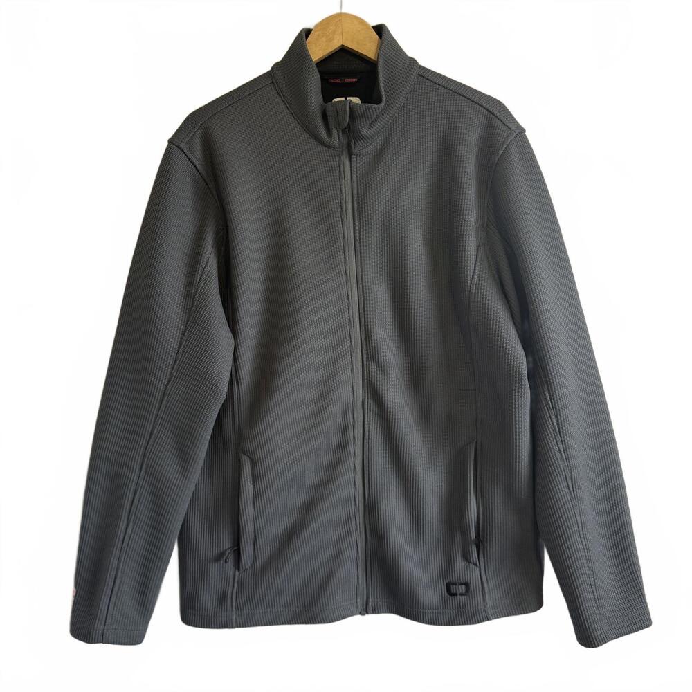 OGIO Gray Full Zip Jacket Mens Large Textured Athletic Fleece